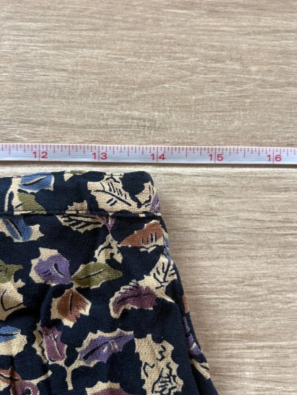 Vintage Eddie Bauer Pleated Midi Skirt Women's 12 Navy Blue Leaf Print Autumn - Picture 6 of 6